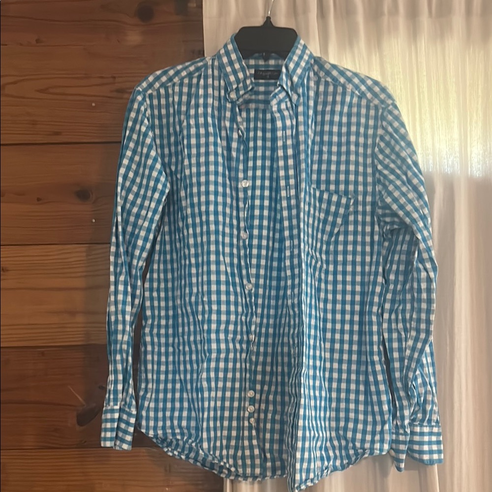 Blue and White Casual Button Down Shirt